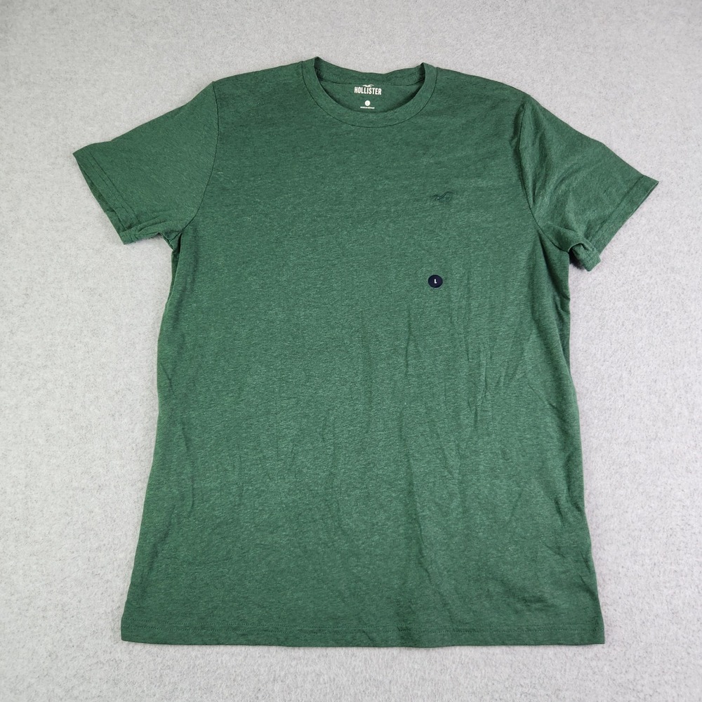 Hollister T-Shirt Men Large Green Cotton Stretch Essential Short Sleeve Crewneck
